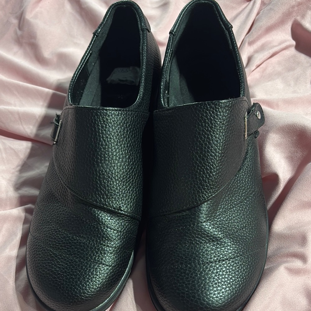 Black Textured Moccasins with Elastic Panels